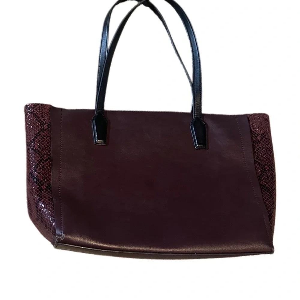 Nine West Purple and Black Snakeskin Tote Bag